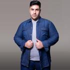 Camisa Jeans Masculina Plus Size Manga Longa C/botões