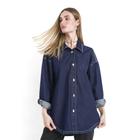 Camisa Jeans Myft Alongada Azul Feminino