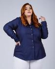 Camisa Jeans Stretch Acetinada Plus size