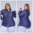 Camisa Jeans Stretch Acetinada Plus size