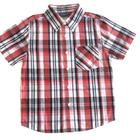 Camisa Juvenil Masculina 155600 Tam 10 - Vrasalon Manga Curta Xadrez Vermelho e Preto.