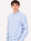 Camisa Lacoste Masculina Regular Striped Cotton Azul Claro/ Branca