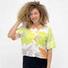 Camisa Malwee Cropped Estampada Manga Curta Feminina