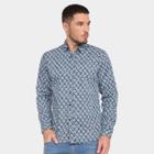 Camisa Manga Longa Pacific Blue Estampada Masculina