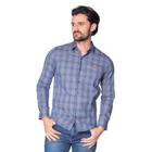 Camisa Xadrez Masculina Preta e Azul Escuro Comfort - Filato Bene