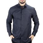 Camisa Masculina Aramis Tricoline Micro Xadrez Preto/Azul