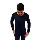 Camisa Masculina Básica Manga Longa Algodão Slim Premium Camiseta Blusa de Frio Uniforme Liso