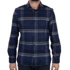 Camisa Xadrez Masculina Preta e Azul Escuro Comfort - Filato Bene