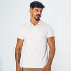 Camisa Masculina Gola Polo Branca Piquet Básica Manga Curta