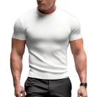 Camisa Masculina Gringa Canelada Manga Curta Slim Luxo