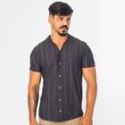 Camisa Masculina Manga Curta Malha Com Listra Casual Premium