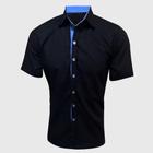 Camisa Masculina Manga curta Slim Fit Preta