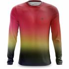 Camisa Masculina Manga Longa Camiseta Corrida Bike Estampada Proteção UV Durabilidade Estilo Fitness - Efect