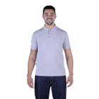 Camisa Masculina Modelo Gola Polo Tecido de Piquet Cinza Claro