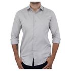 Camisa Masculina Navaratti ML Slim Fit Cetim Cinza - CNVLC47