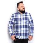 Camisa Masculina Plus Size Algodão Xadrez Manga Longa Casual