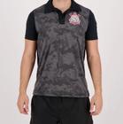 Camisa masculina polo corinthians camuflagem preto 100% poliester