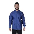 Camisa Masculina Social Manga Longa Microfibra Azul Marinho-