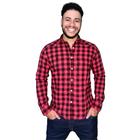 camisa xadrez lumberjack de flanela vermelho com preto - Camisologia