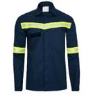 Camisa NR10 Azul Risco 2 ATPV 11 Guardian Fire Para Arco Elétrico Refletivo, Sem Bolso e Punho Com Elástico CA 46298