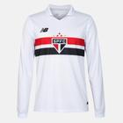 Camisa Oficial São Paulo I 24/25 s/n Torcedor New Balance Manga Longa Masculina - Branco+Vermelho