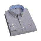 Camisa Oxford Xadrez De Manga Comprida Masculina Soft Regular Fit Vestido Formal Blusa Com Bolso