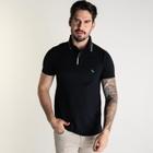 Camisa Polo Acostamento Frisos Preta