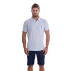 Camisa Polo Branco P.A. Bordado Azul Marinho