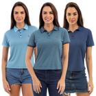 Camisa Polo Feminina Manga Curta Piquet Dia a Dia Kit 3