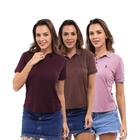 Camisa Polo Feminina Manga Curta Piquet Moderna Leve Kit 3