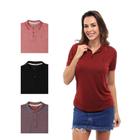 Camisa Polo Feminina Manga Curta Piquet Moderna Leve Kit 4