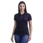 Camisa Polo Feminina Texas Farm - Cpf005 - Preto/ Rosa Pink