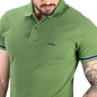 Camisa Polo Forum Verde Musgo Listra Azul