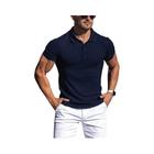 Camisa Polo Masculina de Verão - Manga Curta, Listras, Gola Fitness