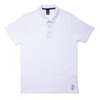 Camisa Polo Masculina Desayner Plus Size Lisa com Estampa na Barra Branca