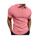 Camisa Polo Masculina Manga Curta - Gola Virada com Zíper - Casual de Verão