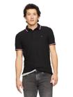 Camisa polo Tommy Hilfiger com gola listrada para homens preta XS