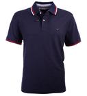 Camisa polo Tommy Hilfiger com gola listrada para homens tamanho azul