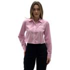 Camisa Sécia Cropped Manga Longa Feminina