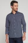 Camisa Slim Individual Estampa Micro Flor Azul