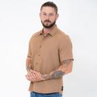 Camisa Slim Manga Curta Mostarda Basic