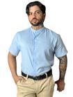 Camisa Social Botão Masculina Moda Praia Gola Padre Manga Curta