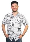 Camisa Social Estampada Floral Adulto Masculina 