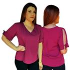 Camisa Social Feminina Blusa Detalha na Manga Lacinho Viscolinho