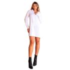 Camisa Social Feminina Chemise Manga Longa Vestido Curto Casual