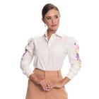 Camisa Social Feminina Manga Bordada Floral Moderna Teodoro