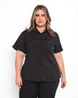 Camisa Social Feminina Manga Curta Plus Size Casual Básica com Botões Uniforme Executivo