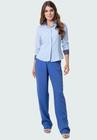 Camisa social feminina manga longa work easy to pass vista coberta azul claro