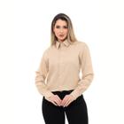 Camisa Social Feminina Premium Tipo Linho Bege