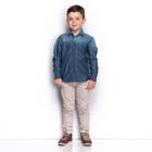 Camisa Social Infantil Menino Jeans Degradê Bolso Casual